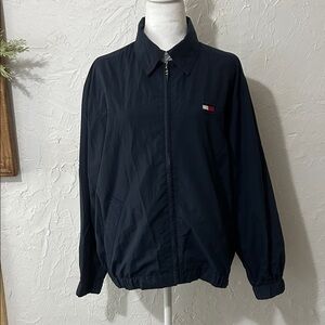 Vintage Tommy Hilfiger Navy Windbreaker Jacket with Flag Patch
Size M